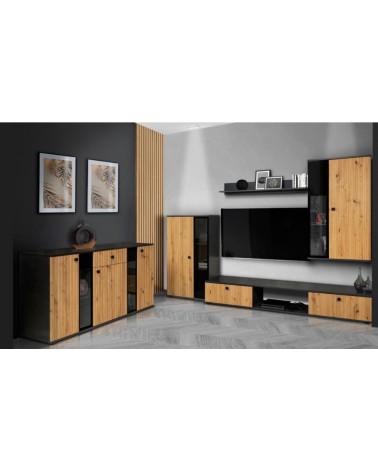 Salon complet CALI chêne et noir