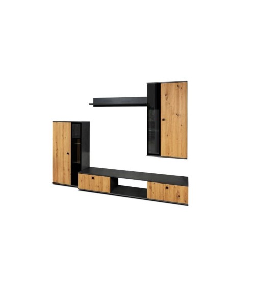 Salon complet CALI chêne et noir