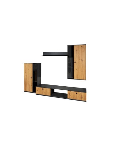 Salon complet CALI chêne et noir