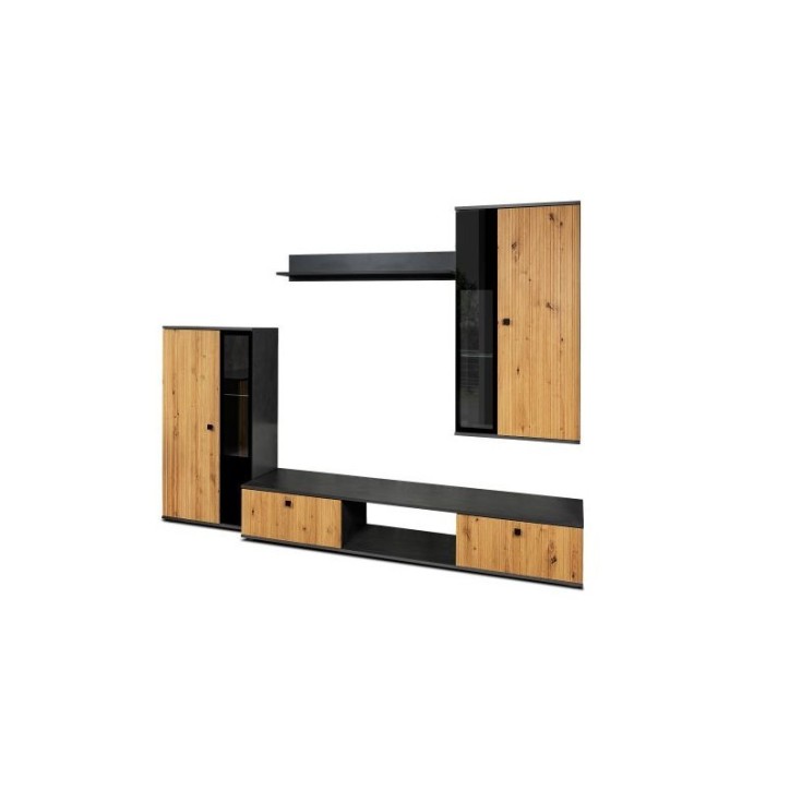 Salon complet CALI chêne et noir