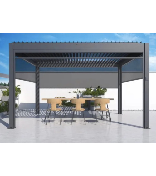Pérgola Jane 4x4 m em alumínio – com 3 estores laterais