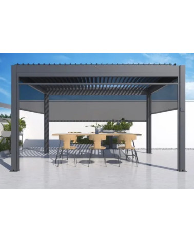 Pergola bioclimatique Jane 4x4m en aluminium avec 4 stores moustiquaires