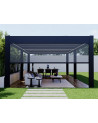 Pergola bioclimatica Patrice II 8x3 m con lamelle orientabili e tende laterali zanzariere integrate