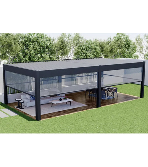 Pergola Patrice I - 6x3m en aluminium avec 6 stores moustiquaires intégrés