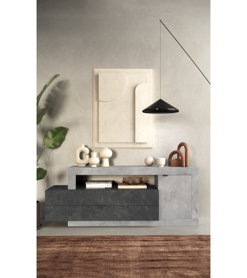 Buffet bas FREEDOM béton/plomb 160 cm