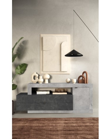 Buffet bas FREEDOM béton/plomb 160 cm