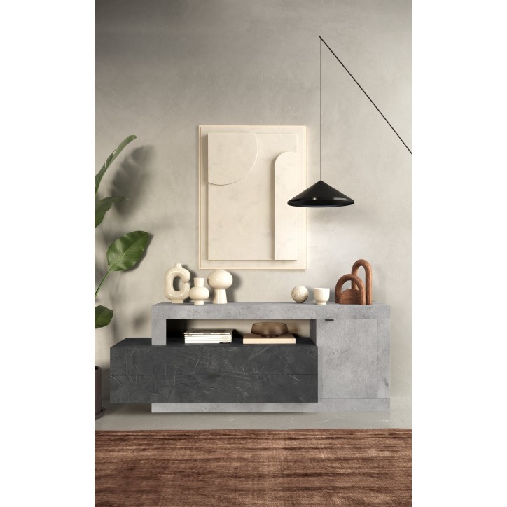 Buffet bas FREEDOM béton/plomb 160 cm