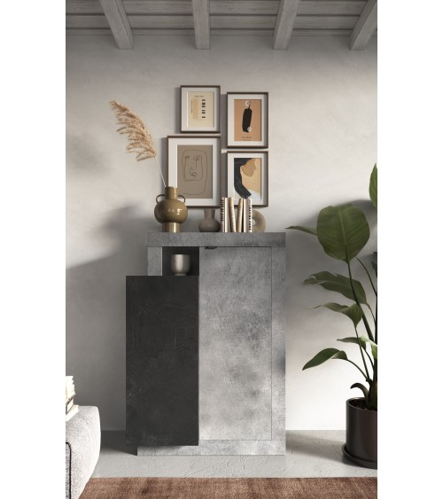 Buffet haut 2 portes FREEDOM Béton/plomb 87 x 142 cm