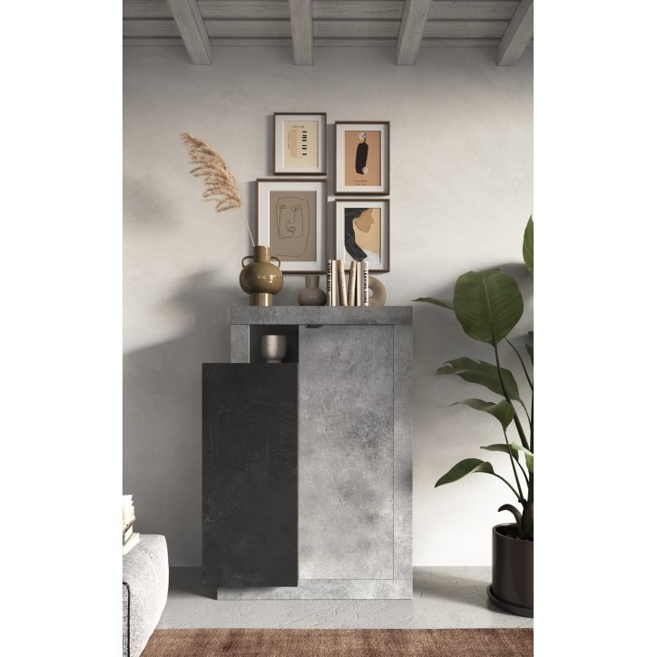 Buffet haut 2 portes FREEDOM Béton/plomb 87 x 142 cm