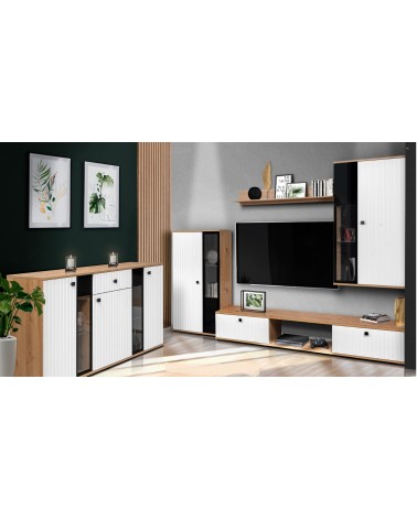 Salon complet CALI chêne et blanc