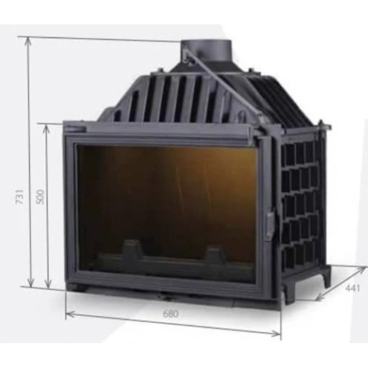 Inserto camino Eliott nero 15kW con vetro a destra
