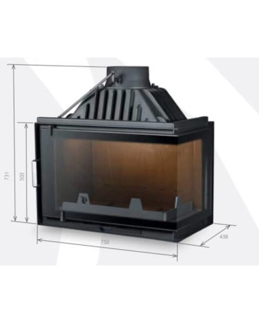 Insert cheminée Carolina - noir 15kW vitre à droite