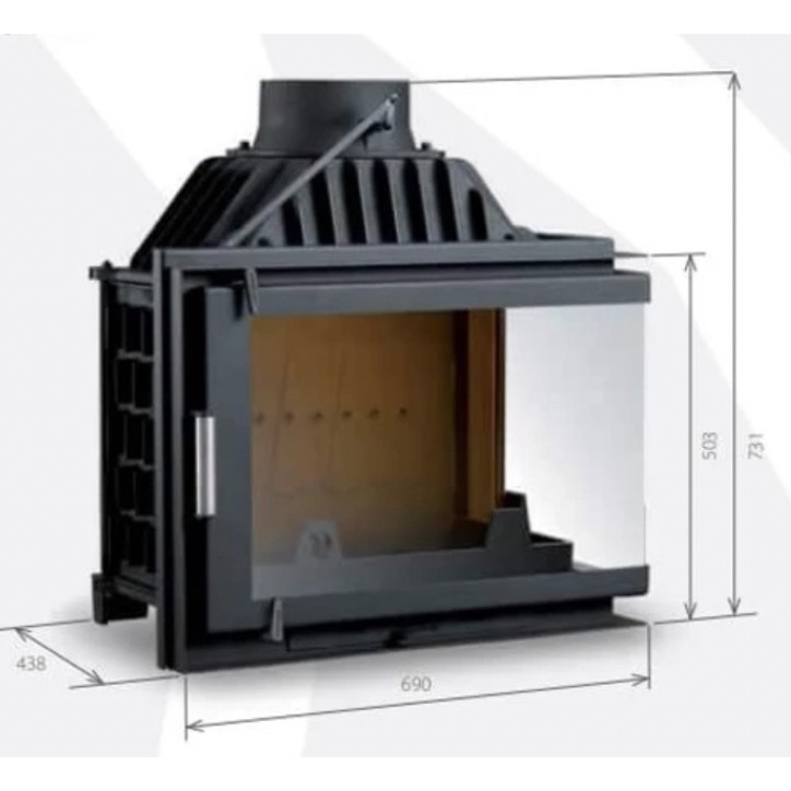 Insert cheminée Pierre - noir 13kW vitre à droite