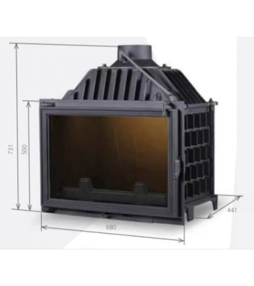 Insert cheminée Eloie - noir 15kW vitre à gauche