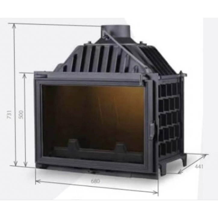 Inserto camino Eloie nero 15 kW vetro a sinistra