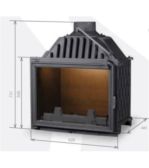 Insert cheminée Charlotte - noir 13kW vitre à gauche
