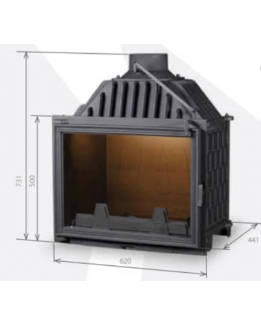 Insert cheminée Charlotte - noir 13kW vitre à gauche