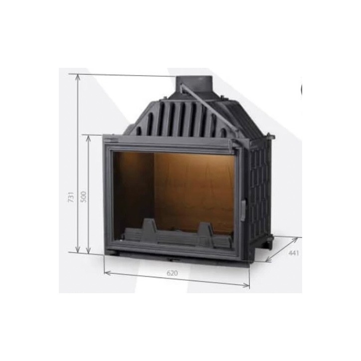 Insert cheminée Charlotte noir 13kW vitre à droite