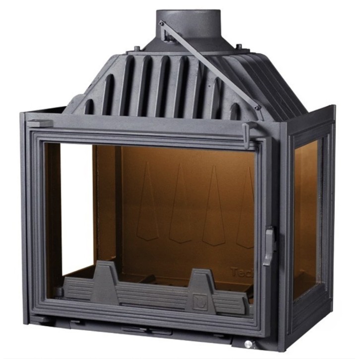 Insert cheminée Carl - noir 13kW vitre à gauche et à droite