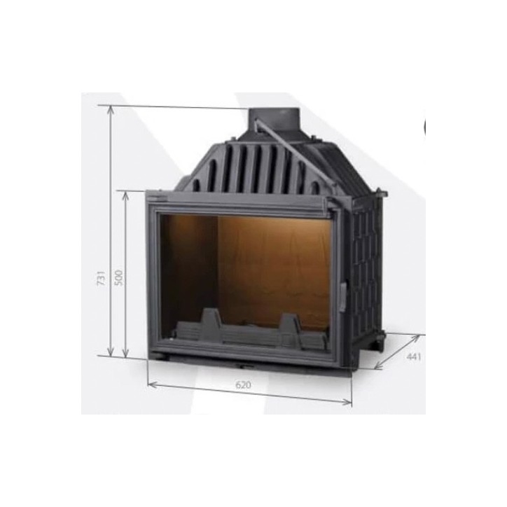 Insert cheminée Carl - noir 13kW vitre à gauche et à droite