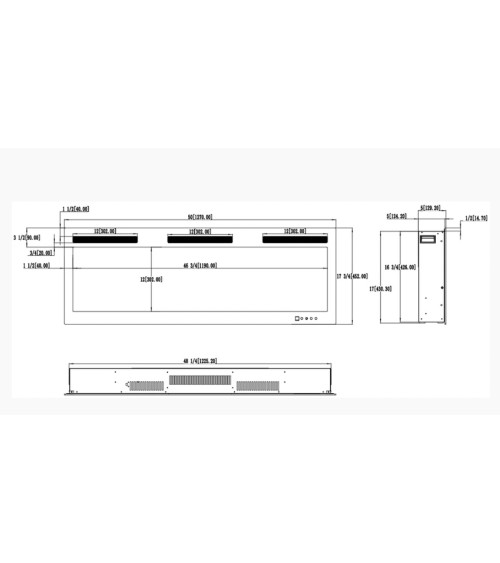 Cheminée électrique encastrable et murale Marjorie 128cm - 1400/1600 W