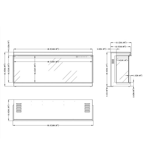 Camino elettrico da incasso Solène 124cm - 750 / 1500 W