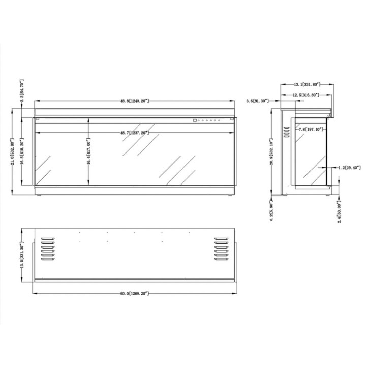 Cheminée électrique encastrable Solène 124cm - 750 / 1500 W