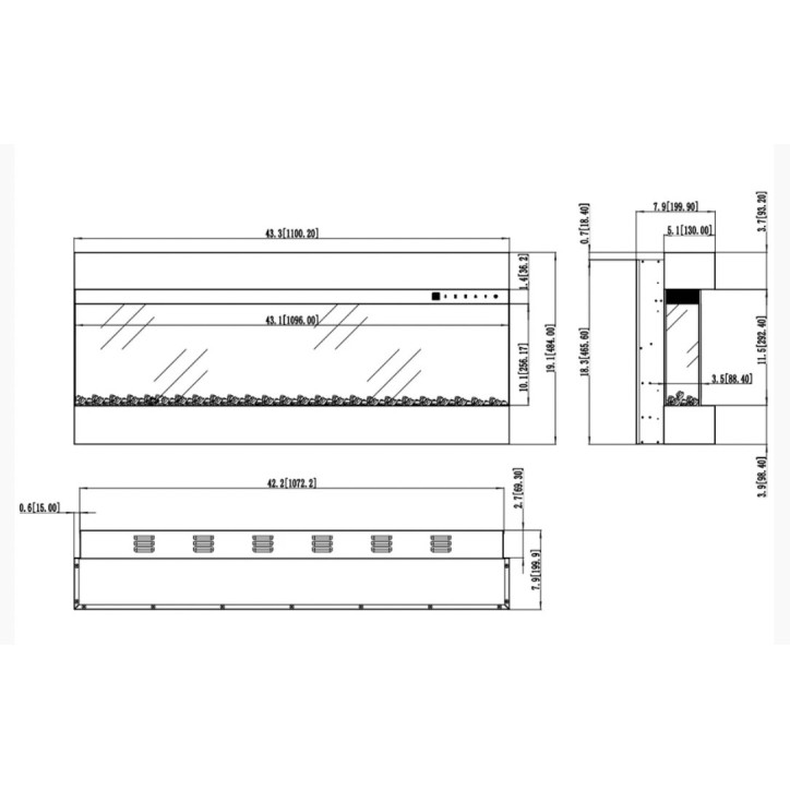 Cheminée électrique encastrable et murale Iris 110cm - 750/1500 W