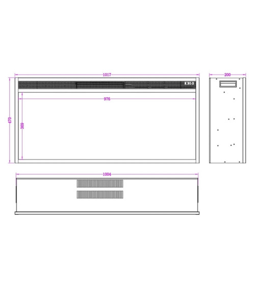 Cheminée électrique encastrable Lisa 100cm - 900/1800 W