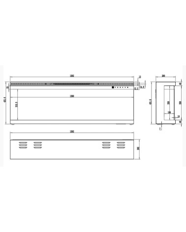 Camino elettrico da incasso e a parete Ulysse 127cm - 1400/1600W