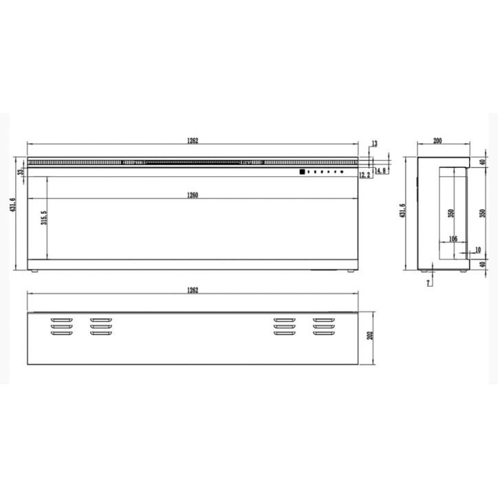 Camino elettrico da incasso e a parete Ulysse 127cm - 1400/1600W