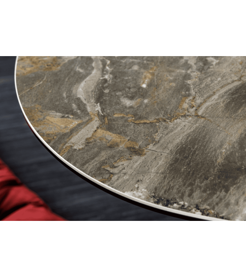 Table basse MARVELOUS 90 cm en céramique taupe et verre trempé