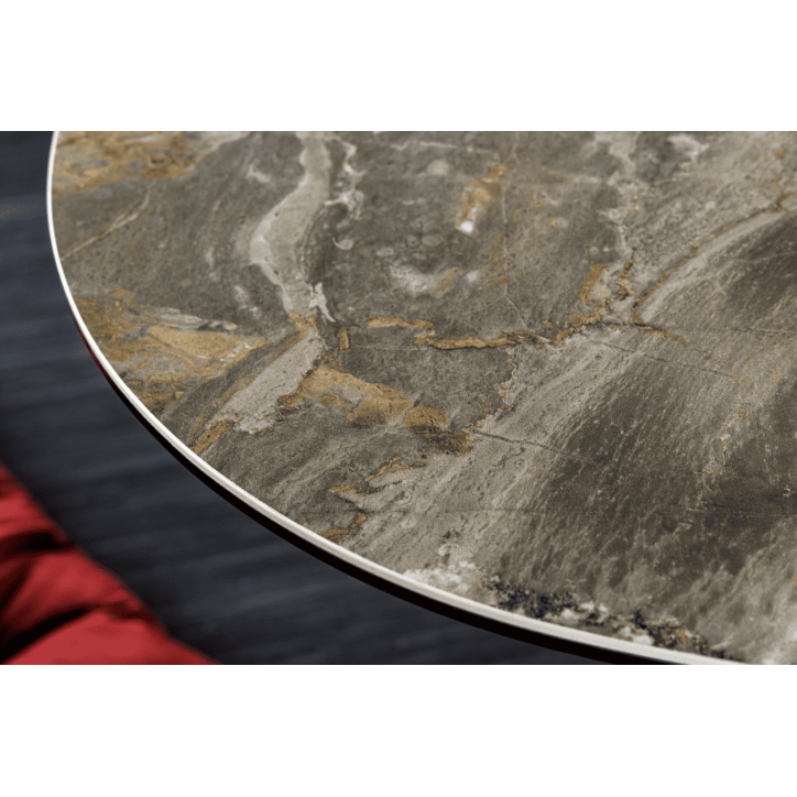 Table basse MARVELOUS 90 cm en céramique taupe et verre trempé