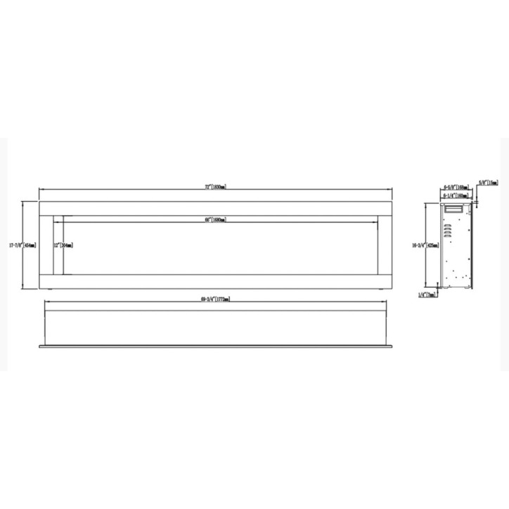 Caminetto elettrico da incasso e a parete Diane 183cm - 1400/1600 W