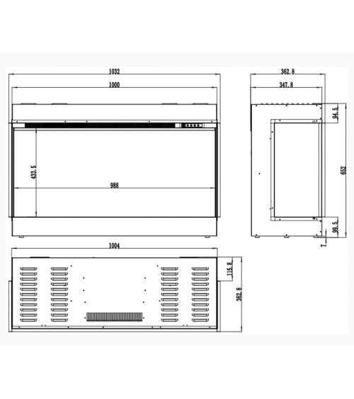 Caminetto elettrico da incasso Solène 100cm - 1400 / 1600 W