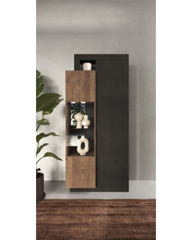 Vitrine 2 portes FREEDOM Lave/chêne Mercure 87 x 188 cm