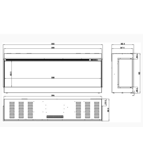 Cheminée électrique encastrable Solène 160cm - 1400 / 1600 W