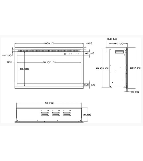 Cheminée électrique encastrable et murale Alicia 75 cm - 1400/1600W