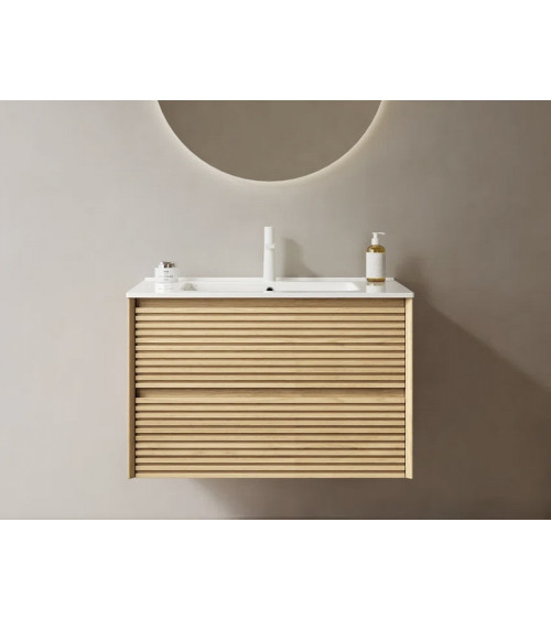 Mobile bagno con lavabo integrato Alia in rovere massello chiaro - 700x457x598 mm