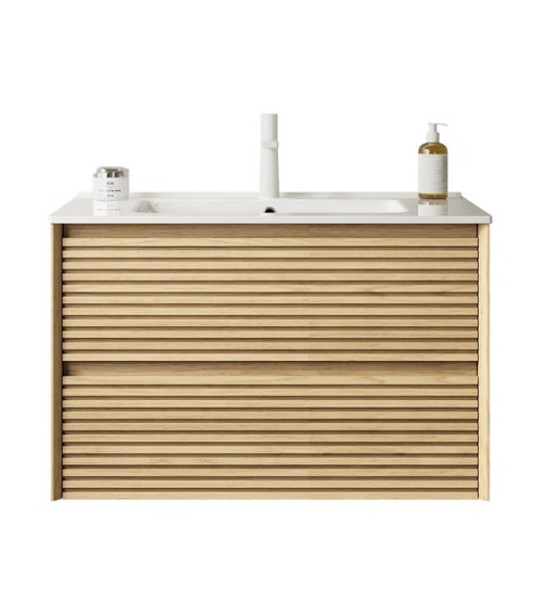 Mobile bagno con lavabo integrato Alia in rovere massello chiaro - 700x457x598 mm