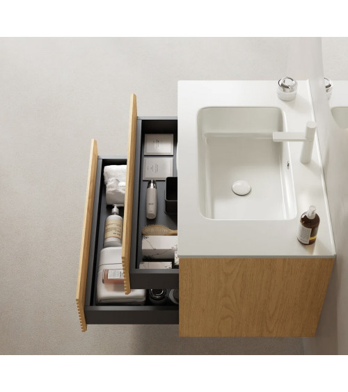 Mobile bagno con lavabo integrato Alia in rovere massello chiaro - 700x457x598 mm