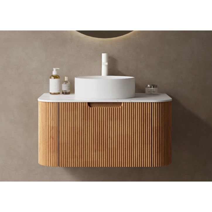 Mueble bajo lavabo Stéphane en roble macizo claro – 700x547x466 mm