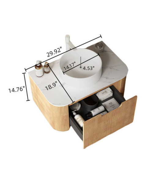 Mueble bajo lavabo Stéphane en roble macizo claro – 700x547x466 mm