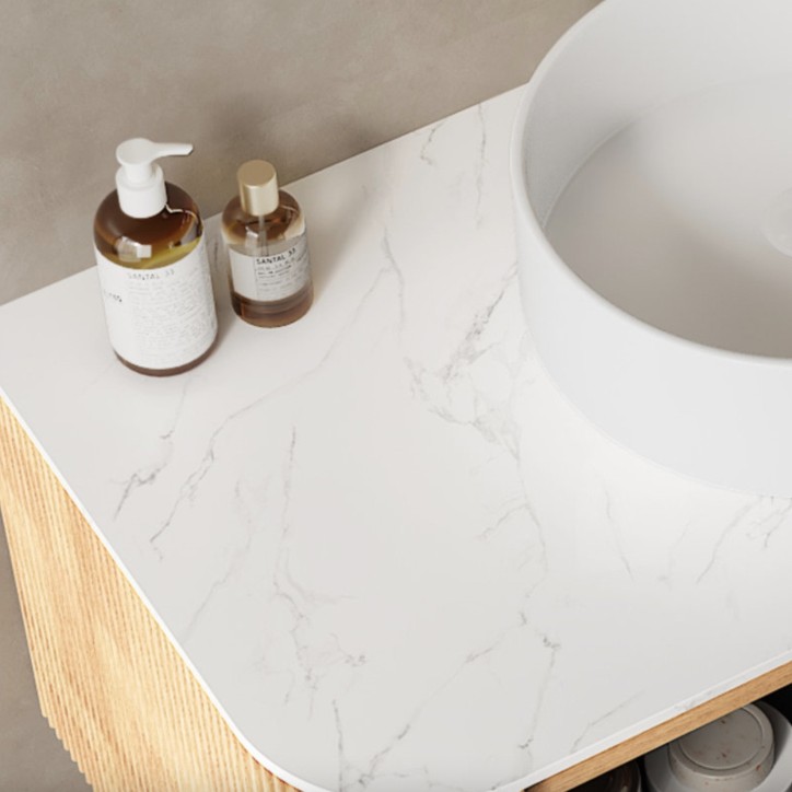 Mueble bajo lavabo Stéphane en roble macizo claro – 700x547x466 mm