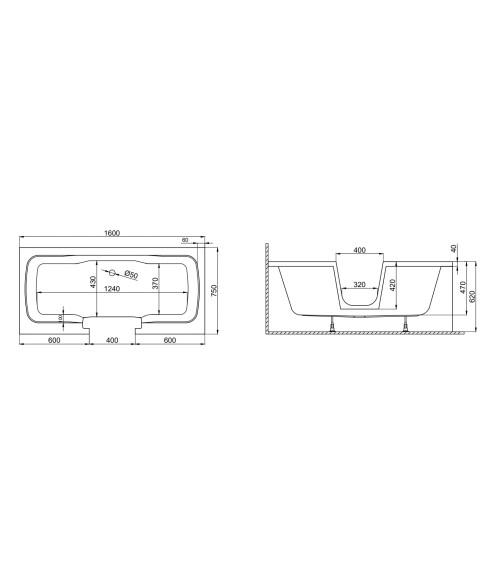 Baignoire à porte ADELAIDE 160/170/180x75 pour personnes à mobilité reduite- baignoire design - mobilier salle de bain