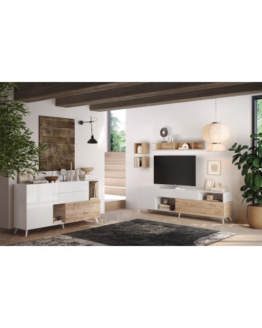 Salon complet ANDORRE Chêne cadiz et blanc