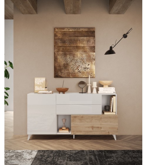 Salon complet ANDORRE Chêne cadiz et blanc