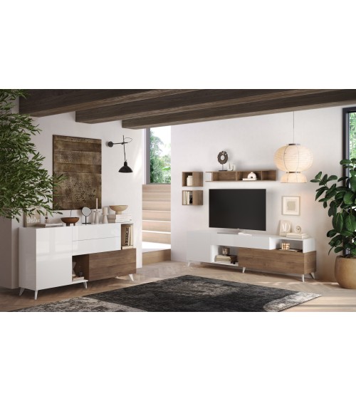 Salon complet ANDORRE Chêne mercure et blanc