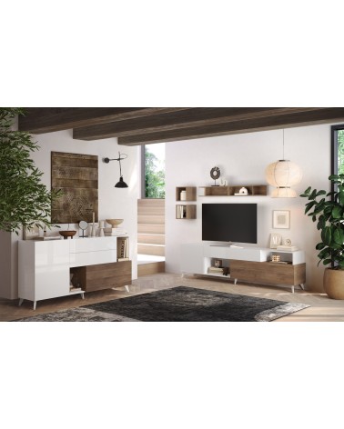Salon complet ANDORRE Chêne mercure et blanc
