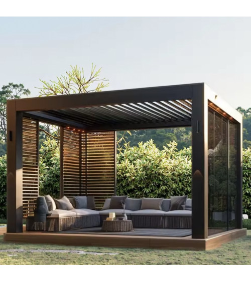 Pergola Ibiza – 5x4 m in aluminium met 2 zijschermen van 4 meter